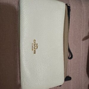 Coach Cream Leather Wristlet